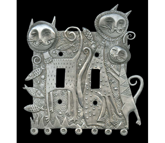 Leandra Drumm - Cat Family Double Switchplate